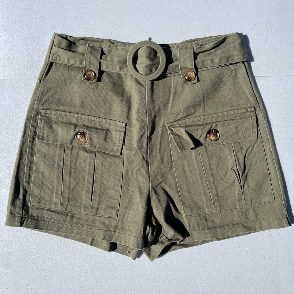 Green High Waisted Cargo Shorts